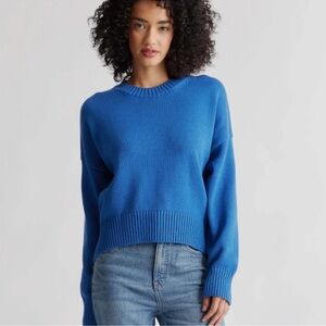 Quince 100% Organic Cotton Boyfriend Crew Blue Sz M